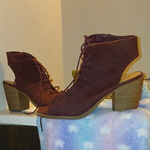 Mossimo Supply Co Brown Lace Up Boots with Chunky Heel